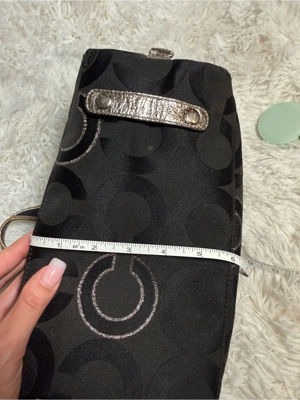 Coach Poppy Y2K Black Metallic Silver Glam Signature Canvas Tote Shoulder Bag